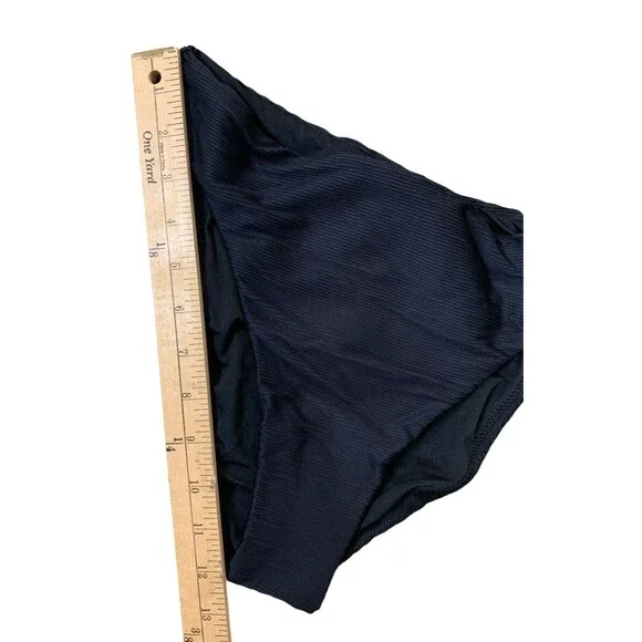 J. Crew Ribbed High Rise Cheeky Bikini Bottom Women’s Sz Small Black BE808 New! - Picture 5 of 6